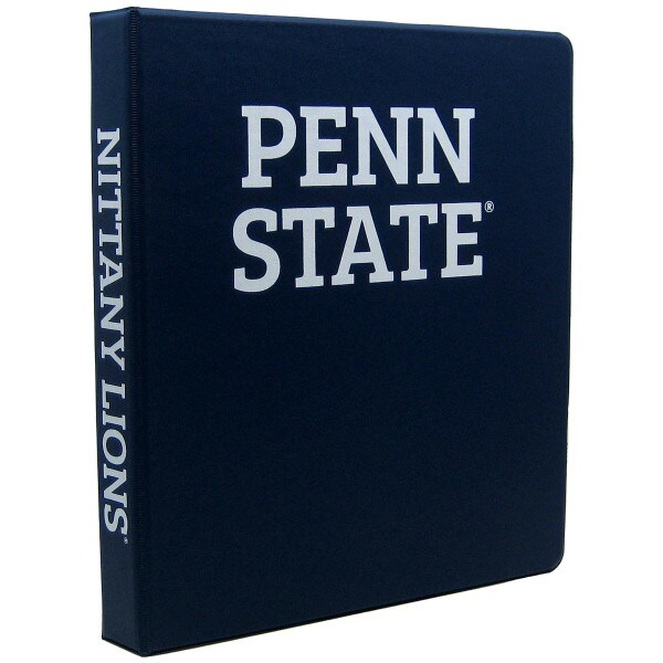 navy 3 ring 1" binder Penn State on front, Nittany Lions on spine